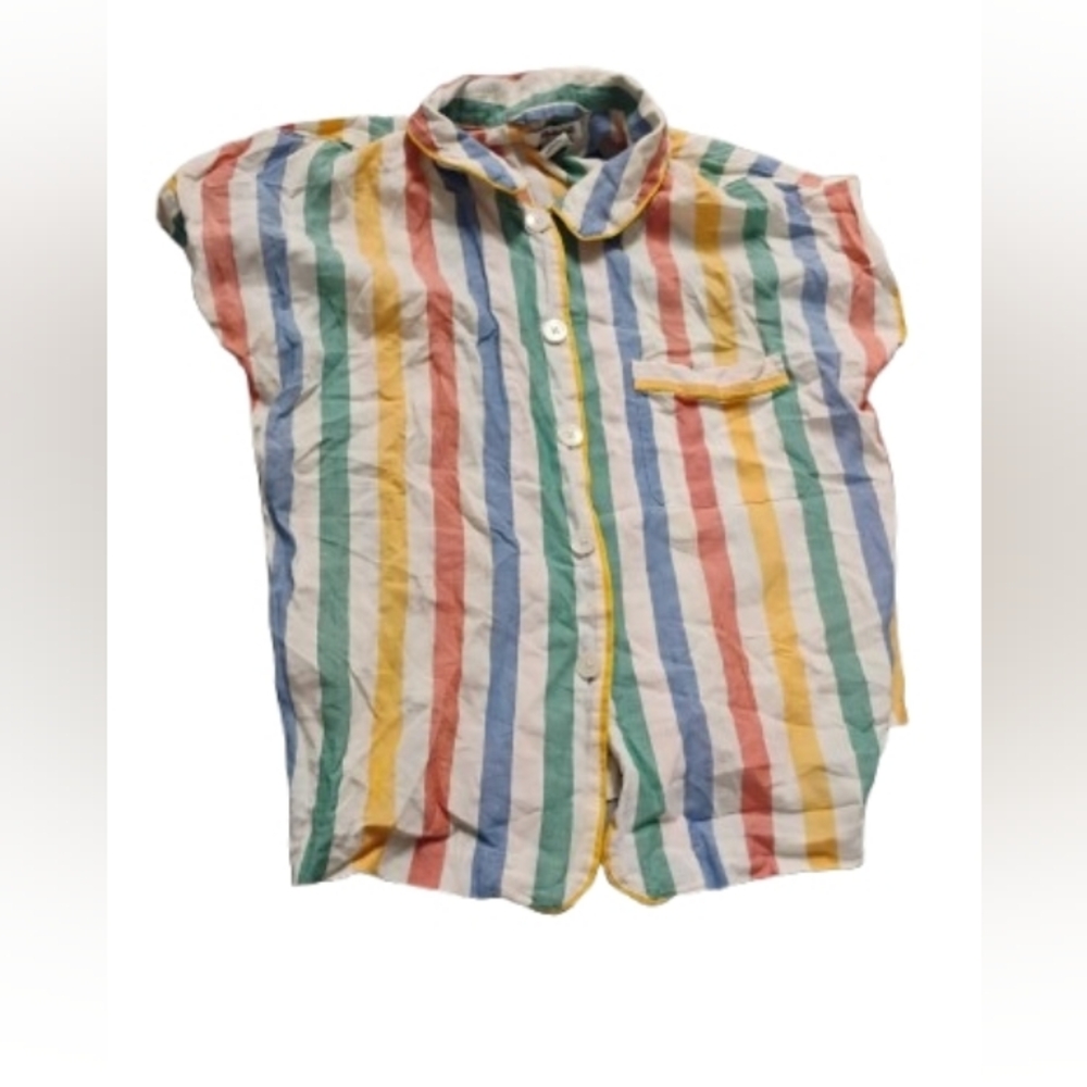 Madewell Bedtime Pajama Button Down Short Sleeve Shirt Top Sz S